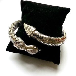 Vintage Whiting & Davis Oromesh Silvertone Snake Coiled Bracelet